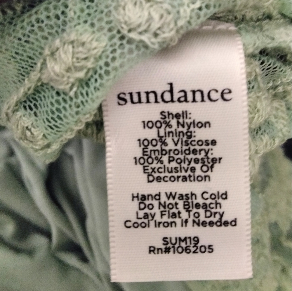 NWTSundance Embroidered Floral Sheer Mint Green Lace Boho Sleeveless Top Lined L - Picture 15 of 15